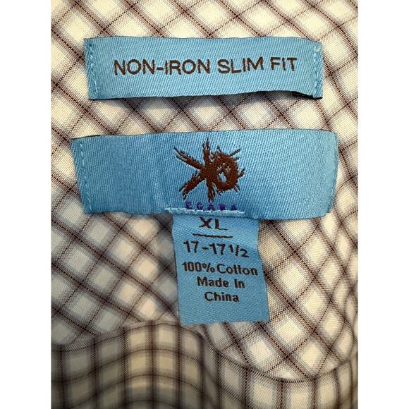 Egara Preppy Non-Iron Slim Fit Blue Plaid Button Down 100% Cotton Men's XL - Picture 4 of 8